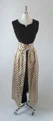 • Vintage 60's Gold Lame Black Checker Diamond Hostess Evening Skirt M - Bombshell Bettys Vintage