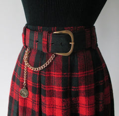 Vintage Tartan Plaid Skirt Gold Chain Belt L - Bombshell Bettys Vintage