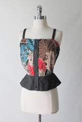 Vintage 70's Batik Print Krist Gudnason Peplum Top Blouse L - Bombshell Bettys Vintage
