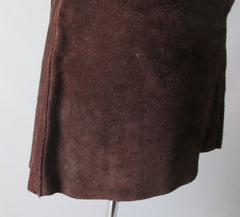 Vintage 60's 70's Brown Suede Leather Lace Front Mini Skirt M - Bombshell Bettys Vintage