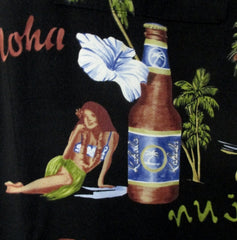 Mens Vintage Hula Girls & Beer Kahala Rayon Hawaiian Shirt XL - Bombshell Bettys Vintage
