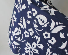 Vintage 50's 60's Blue Hawaiian White Print Full Swing Skirt Dress - Bombshell Bettys Vintage