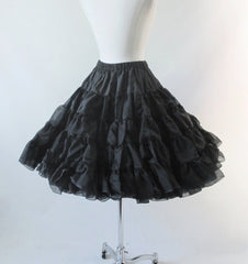 Black Organdy Full Crinoline Petticoat Sheer Slip Skirt One Size S / M / L - Bombshell Bettys Vintage