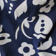 Vintage 50's 60's Blue Hawaiian White Print Full Swing Skirt Dress - Bombshell Bettys Vintage