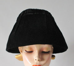 Vintage 50's 60's Black Velvet Bucket Hat - Bombshell Bettys Vintage