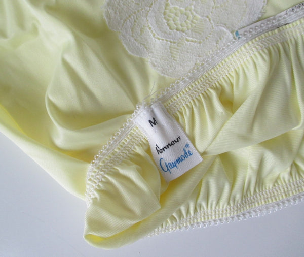 Vintage 50's Sunny Yellow White Lace Bloomer Panties 36 NWT