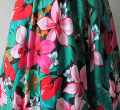 • Vintage 80's / 50's Inspired Tropical Flowers Full Skirt Day Dress - Bombshell Bettys Vintage
