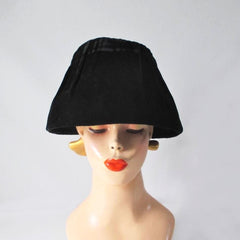 Vintage 50's 60's Black Velvet Bucket Hat - Bombshell Bettys Vintage