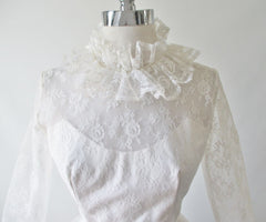 Vintage 60's White Lace Full Skirt Lilli Diamond Wedding Dress S - Bombshell Bettys Vintage