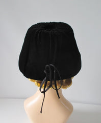 Vintage 50's 60's Black Velvet Bucket Hat - Bombshell Bettys Vintage