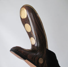 Vintage 60's Black & Gold Polka Dot Floating Cantilever Heels / Shoes 9 - Bombshell Bettys Vintage