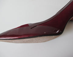 Vintage 60's Deep Red Suede & Patent Leather Pumps Heels Shoes 10.5 - Bombshell Bettys Vintage