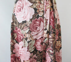 Vintage 70's Wrap Around Pink Roses Maxi Skirt L / M - Bombshell Bettys Vintage