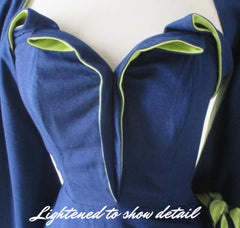 Vintage 50's Navy Blue Chartreuse Roses Strapless Sheath Dress & Wrap M - Bombshell Bettys Vintage