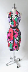• Vintage 80's Glam Flower Halter Party Dress S - Bombshell Bettys Vintage