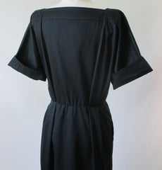 Vintage 80's Yves Saint Laurent Rive Gauche Black Button Up Dress New M - Bombshell Bettys Vintage
