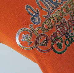Vintage 70's Glitter T Shirt Champagne Cadillacs & Cash L - Bombshell Bettys Vintage