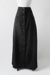 Vintage Style Scully Retro Black Western Long Pearl Snap Skirt  S - Bombshell Bettys Vintage