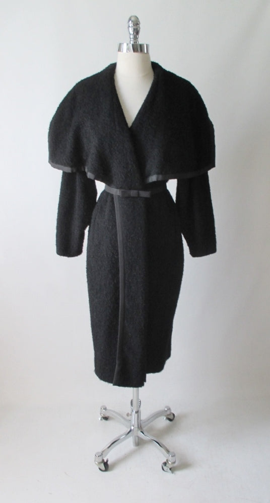 Vintage 50's Don Loper Big Shawl Collar Wool Coat M / L - Bombshell Bettys Vintage