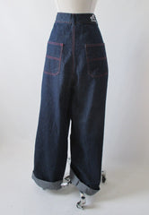 Vintage 30's / 40's Style Side Button High Waist Retro Jeans  Trousers XL 1X 34 - Bombshell Bettys Vintage