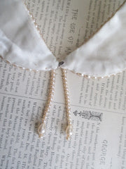 Vintage 50's White Fur & Pearl Collar Necklace - Bombshell Bettys Vintage