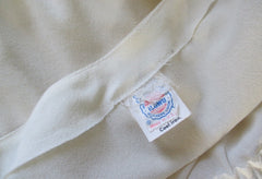 Vintage 70's 40's Style Cream Crepe Long Sleeve Day Dress M - Bombshell Bettys Vintage
