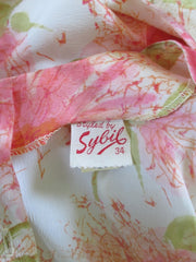 Vintage 60's 50's Sleeveless Pink Flower Button Back Shell Top - Bombshell Bettys Vintage