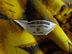 Vintage Prince Kuhio Yellow Hibiscus Hula Girl Tiki Hawaiian Shirt - Medium - Bombshell Bettys Vintage