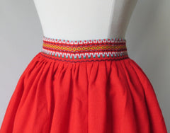 Vintage 50's Red Embroidered Full Swing Skirt S - Bombshell Bettys Vintage