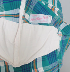 Vintage 50's Rose Marie Ried Turquoise Plaid One Piece Swimsut S - Bombshell Bettys Vintage