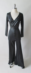 Vintage 70's Fredericks of Hollywood Liquid Satin Studded Jumpsuit Catsuit - Bombshell Bettys Vintage