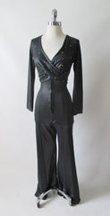 Vintage 70's Fredericks of Hollywood Liquid Satin Studded Jumpsuit Catsuit - Bombshell Bettys Vintage