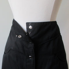 Vintage Style Scully Retro Black Western Long Pearl Snap Skirt  S - Bombshell Bettys Vintage