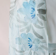 Vintage 70's Airy Blue Summer Dress & Beaded Flower Shawl L - Bombshell Bettys Vintage