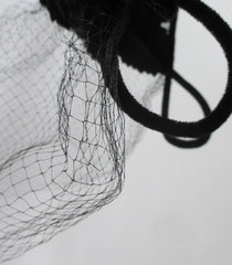Vintage 50's Black Velvet Crown Cap Netted Veil Hat - Bombshell Bettys Vintage