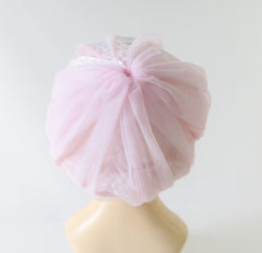 Vintage Pink Chiffon & Lace Bouffant Shower Bathing Cap Hat - Bombshell Bettys Vintage