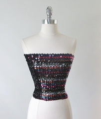 Vintage 70's Jewel Tone Sequins Disco Tube Top - Bombshell Bettys Vintage