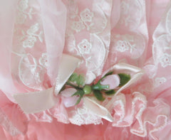 Vintage Pink Chiffon & Lace Bouffant Shower Bathing Cap Hat - Bombshell Bettys Vintage