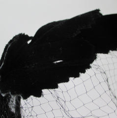 Vintage 50's Black Velvet Crown Cap Netted Veil Hat - Bombshell Bettys Vintage