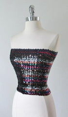 Vintage 70's Jewel Tone Sequins Disco Tube Top - Bombshell Bettys Vintage