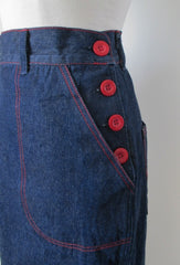 Vintage 30's / 40's Style Side Button High Waist Retro Jeans  Trousers XL 1X 34 - Bombshell Bettys Vintage