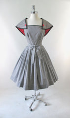 Vintage 50's Black & White Removable Capelet Sundress Dress M - Bombshell Bettys Vintage
