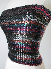 Vintage 70's Jewel Tone Sequins Disco Tube Top - Bombshell Bettys Vintage