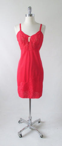 Vintage Red Roses Lace Slip 36 NWT