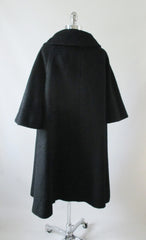 Vintage 50's Lilli Ann Black Mohair Swing Trapeze Coat Jacket L XL - Bombshell Bettys Vintage