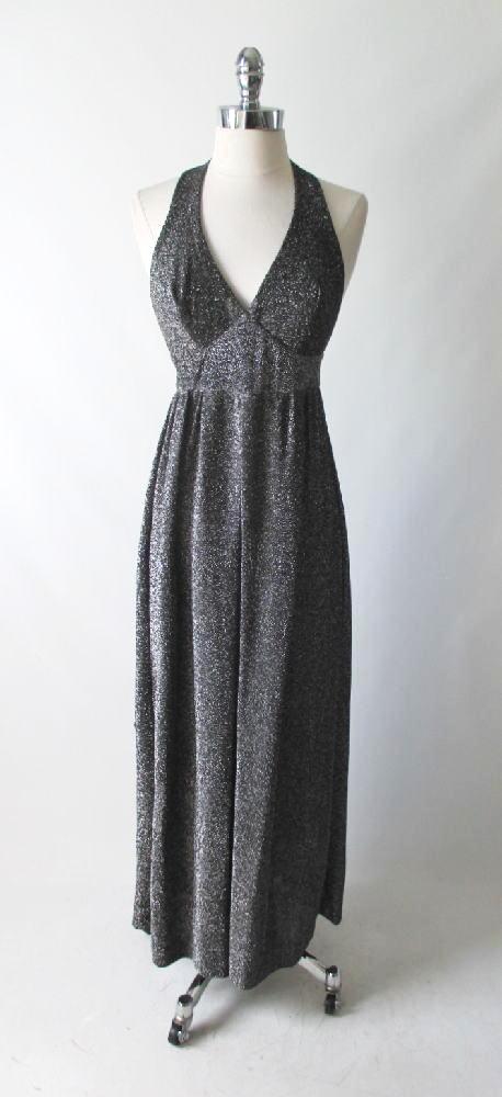 Vintage 70's Silver Lamé Halter Jumpsuit XS - Bombshell Bettys Vintage
