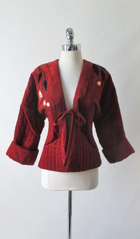 Vintage 70's Quilted Samuri Jacket / Kimono Coat M
