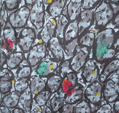 Vintage 50's Abstract Yellow Aqua Red Full Circle Skirt S - Bombshell Bettys Vintage
