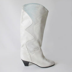 Vintage 80's Charles David White Slouch Boots 9 - Bombshell Bettys Vintage
