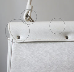 Vintage 60's White Top Handle Handbag Bag - Bombshell Bettys Vintage